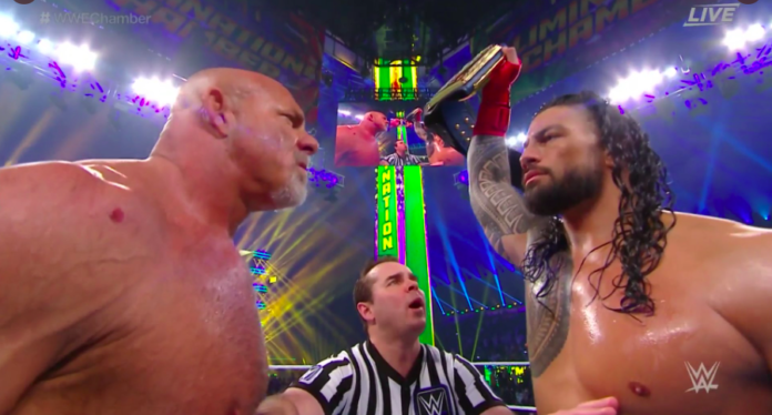 WWE: Roman Reigns vs. Goldberg si conclude rapidamente, grande vittoria per il Tribal Chief