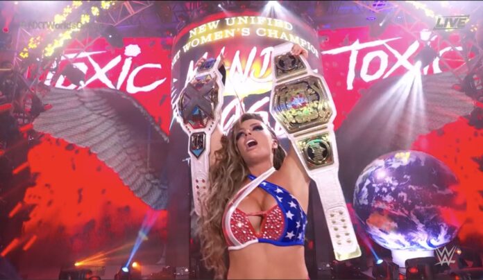 WWE: Mandy Rose sa solo vincere, fatta la storia a Worlds Collide unificando i titoli di NXT e NXT UK