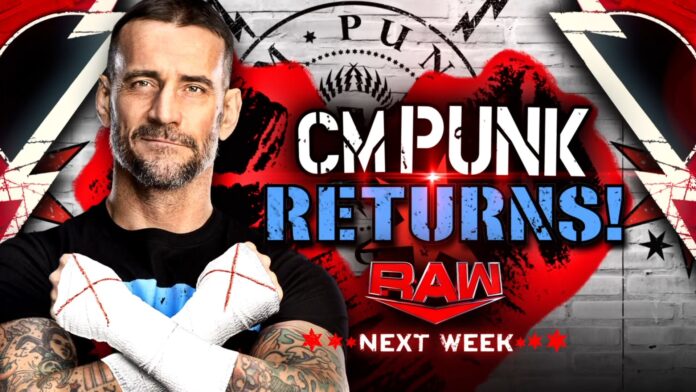 WWE: CM Punk sarà a RAW la prossima settimana