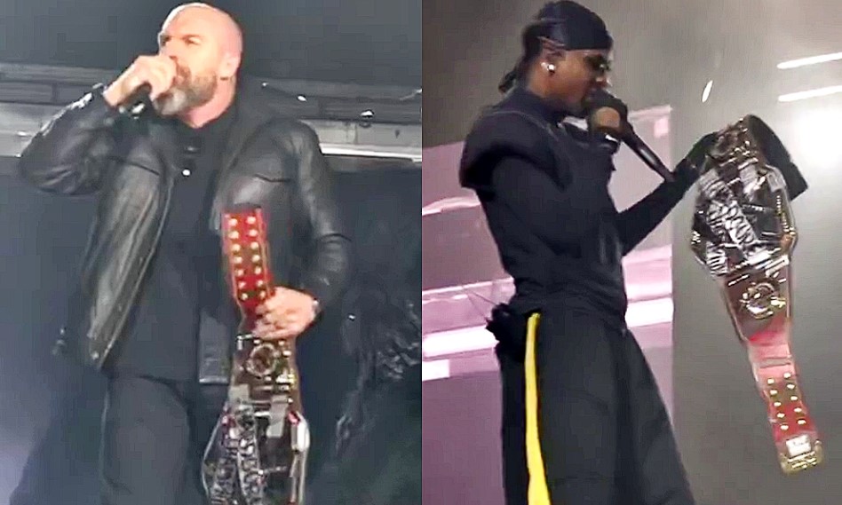 FOTO: Triple H consegna una versione moderna del titolo Hardcore WWF a Travis Scott